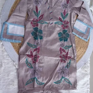 Taupe-Grey multicolored embroidery CO-ORDSET