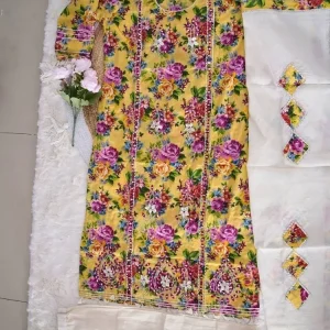Floral Printed Embroidered 3-Piece Suit