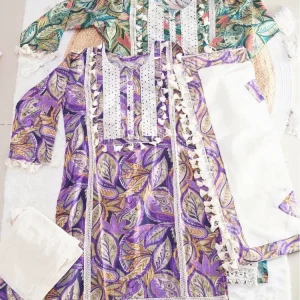 Rich Purple Printed 3-Piece Suit