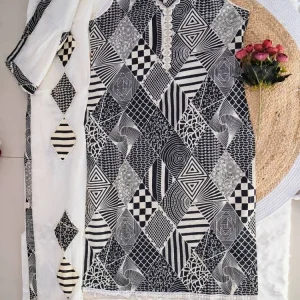 Black & White Printed 3-Piece Suit